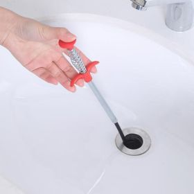 1pc Spring Pipe Dredging Tool; Drain Dredger Clog Tool; For Kitchen Sink Sewer Cleaning Hook Tool; Household Stuff - 23.62in