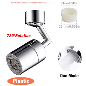 1pc New Universal 1080° Rotation Extender Faucet Aerator; Plastic Splash Filter; Kitchen Washbasin Faucets Bubbler Nozzle Robotic Arm - One Mode 720