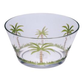 Palm Tree Acrylic Serving Bowls, Unbreakable Small Plastic Bowls, Soup Bowls, Salad Bowls, Cereal Bowl for Snacks, BPA Free - as Pic