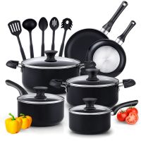 15-Piece Nonstick Cookware Set - black