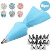 8/10/18PCS Silicone Pastry Bag Tips Kitchen Cake Icing Piping Cream Cake Decorating Tools Reusable Pastry Bags Nozzle Set - pink