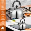 2.1Quarts Stainless Steel Whistling Tea Kettle Stovetop Induction Gas Teapot with Insulated Handle Camping Kitchen Office - Stainless Steel