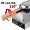 VEVOR Commercial Bubble Waffle Maker; 1400W Egg Bubble Puff Iron w/ 180° Rotatable 2 Pans & Wooden Handles - 11.8x7.9 in