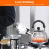 2.1Quarts Stainless Steel Whistling Tea Kettle Stovetop Induction Gas Teapot with Insulated Handle Camping Kitchen Office - Stainless Steel