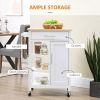 Compact Kitchen Island Cart on Wheels, Rolling Utility Trolley Cart White-AS - as picture