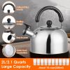 2.1Quarts Stainless Steel Whistling Tea Kettle Stovetop Induction Gas Teapot with Insulated Handle Camping Kitchen Office - Stainless Steel