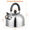 2.1Quarts Stainless Steel Whistling Tea Kettle Stovetop Induction Gas Teapot with Insulated Handle Camping Kitchen Office - Stainless Steel