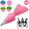 8/10/18PCS Silicone Pastry Bag Tips Kitchen Cake Icing Piping Cream Cake Decorating Tools Reusable Pastry Bags Nozzle Set - pink