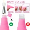 8/10/18PCS Silicone Pastry Bag Tips Kitchen Cake Icing Piping Cream Cake Decorating Tools Reusable Pastry Bags Nozzle Set - pink