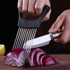 Stainless Steel Onion Cutter Holder Food Slicers Assistant Tomato Onion Slicer Holder Vegetables Cutting Fork Kitchen Gadgets - Black