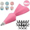 8/10/18PCS Silicone Pastry Bag Tips Kitchen Cake Icing Piping Cream Cake Decorating Tools Reusable Pastry Bags Nozzle Set - pink
