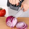 Stainless Steel Onion Cutter Holder Food Slicers Assistant Tomato Onion Slicer Holder Vegetables Cutting Fork Kitchen Gadgets - Black