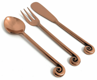 Vibhsa Breakfast Flatware Set of 12 Pieces (Treble Note, Copper) (Color: Copper, size: Service for 4)