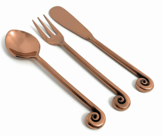 Vibhsa Breakfast Flatware Set of 24 Pieces (Treble Note, Copper) (Color: Copper, size: Service for 8)