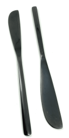 Vibhsa Dinner Knives Set of 6 Pieces (Stainless Steel, Black Glossy) (Color: Black, size: Service for 6)