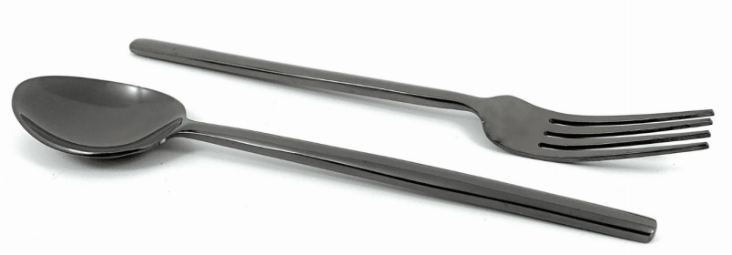 Vibhsa Dinner Forks and Dinner Spoons Set of 12 Pieces (Stainless Steel, Black Glossy) (Color: Black, size: Service for 6)
