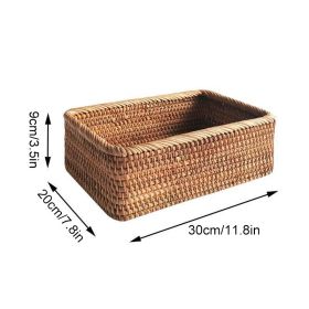 3pcs Hand-Woven Rattan Wicker Basket Fruit Tea Snack Bread Basket Cosmetic Rectangular Storage Box Household Kitchen Room Supply (size: large)